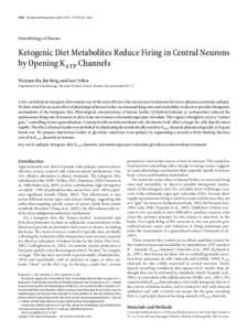 3618 • The Journal of Neuroscience, April 4, 2007 • 27(14):3618 –3625  Neurobiology of Disease Ketogenic Diet Metabolites Reduce Firing in Central Neurons by Opening KATP Channels