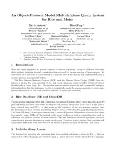 An Object-Protocol Model Multidatabase Query System for Rice and Maize Bal A. Antonio 1