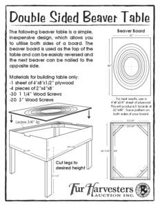 Double Sided Beaver Table The following beaver table is a simple, inexpensive design, which allows you to utilise both sides of a board. The beaver board is used as the top of the table and can be easialy reversed and