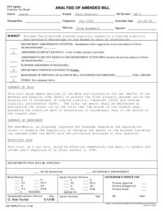 SCS Agency Franchise Tax Board Author: ANALYSIS OF AMENDED BILL Analyst: