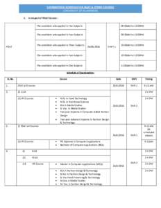 EXAMINATION SCHEDULE FOR PGAT & OTHER COURSES (UNIVERSITY OF ALLAHABAD) 1. In respect of PGAT Course : The candidate who applied in Five Subjects