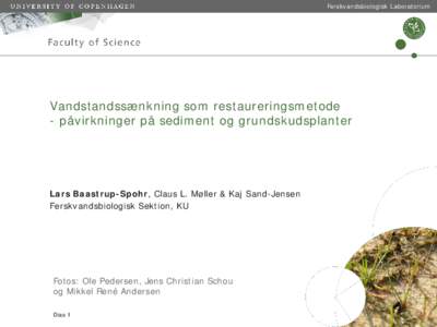 Ferskvandsbiologisk Laboratorium  Vandstandssænkning som restaureringsmetode - påvirkninger på sediment og grundskudsplanter  Lars Baastrup-Spohr, Claus L. Møller & Kaj Sand-Jensen