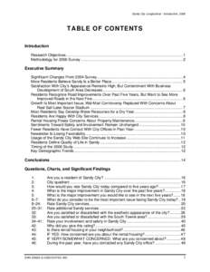 Sandy City Longitudinal - Introduction, 2006  TABLE OF CONTENTS Introduction Research Objectives ............................................................................................................... 1 Methodolo