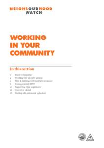 Working in your Community In this section 2	 4