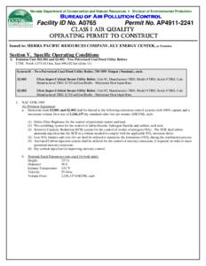 Nevada Department of Conservation and Natural Resources • Division of Environmental Protection  Facility ID No. A0765 Permit No. AP4911-2241