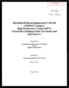 Robust Summaries & Test Plan: Alkyldimethylbenzylammonium Chloride (ADBAC); Test Plan