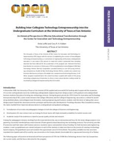 An Historical Perspective in Effective Educational Transformation through the Center for Innovation and Technology Entrepreneurship Anita Leffel and Cory R. A. Hallam PEER-REVIEWED PAPER