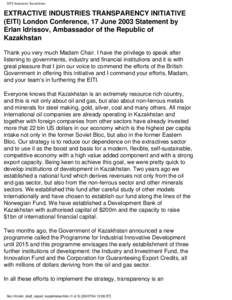 EITI Statement: Kazakhstan