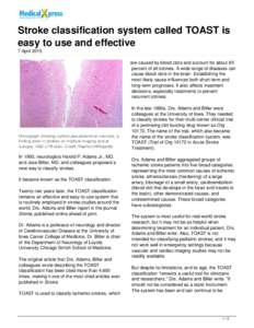 Stroke classification system called TOAST is easy to use and effective