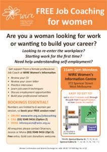 FREE Job Coaching  for women Are you a woman looking for work or wanting to build your career?