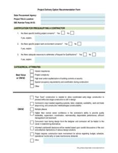 Project Delivery Option Recommendation Form