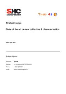 Final deliverable  State of the art on new collectors & characterization Date: 