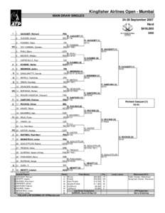 Kingfisher Airlines Open - Mumbai MAIN DRAW SINGLES[removed]September 2007