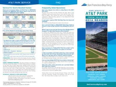 AT&T PARK SERVICE  FAQ Service For Giants Baseball Games