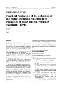 INSTITUTE OF PHYSICS PUBLISHING  METROLOGIA