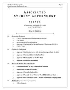 ASG Board Meeting Agenda Senate Meeting – September 25, 2013 Page 1  ASSOCIATED