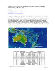 Australian National Report to the XIth GLOSS Group of Experts Meeting held at Paris UNESCO Building 13th-15th May 2009 B.Mitchell National Tidal Centre, Bureau of Meteorology, Australia GPO Box 421, Kent Town, South Aust