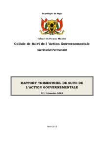 République du Niger  Cabinet du Premier Ministre Cellule de Suivi de l ’Action Gouvernementale Secrétariat Permanent