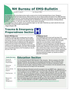 NH Bureau of EMS-Bulletin VOLUME 2, ISSUE 4 JULY-AUGUST[removed]As temperatures climb during these summer months, anyone can be at risk for heat-related illness or injury. Emergency