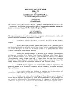 AMENDED AND RESTATED BYLAWS Of LIGMINCHA INTERNATIONAL (A Non-Stock Virginia Corporation) ARTICLE ONE