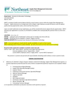 Northeast Wisconsin Technical College / Supply chain management / Logistics / Wisconsin / Business / Technology / North Central Association of Colleges and Schools