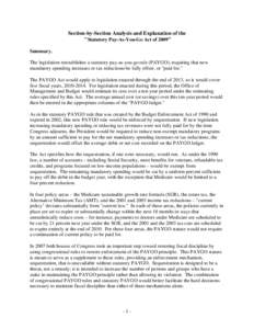 PAYGO / Economy of the United States / Economic Growth and Tax Relief Reconciliation Act / Statutory Pay-As-You-Go Act / Baseline / United States budget process / Budget Enforcement Act / Bush tax cuts / Tax cut / Government / United States federal legislation / Economic policy