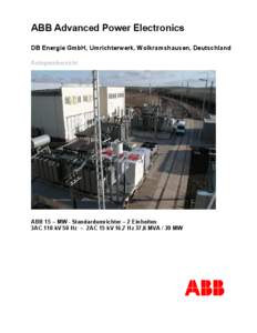 ABB Advanced Power Electronics DB Energie GmbH, Umrichterwerk, Wolkramshausen, Deutschland Anlagenübersicht