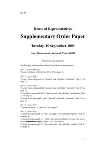 No 55  House of Representatives Supplementary Order Paper Tuesday, 15 September 2009