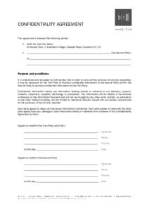 CONFIDENTIALITY AGREEMENT This agreement is between the following parties: 1. bit10 ltd. (the First party) of Ground Floor, 1 Innovation Village, Cheetah Road, Coventry CV1 2TL 2. ________________________________________