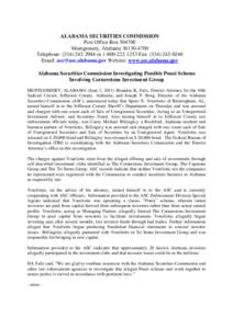 ALABAMA SECURITIES COMMISSION Post Office Box[removed]Montgomery, Alabama[removed]Telephone: ([removed]or[removed]Fax: ([removed]Email: [removed] Website: www.asc.alabama.gov Alabama Securiti