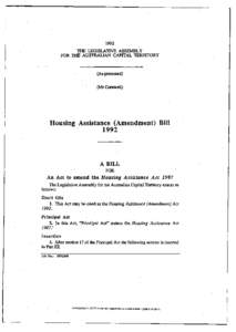 1992 THE LEGISLATIVE ASSEMBLY FOR THE AUSTRALIAN CAPITAL TERRITORY (As presented) (Mr Cornwell)