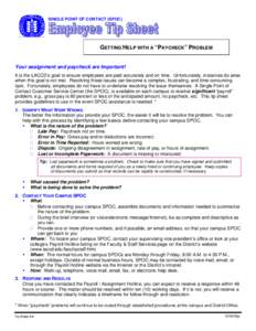 Microsoft Word - Tip Sheet - Getting Help with a Paycheck Problem - SPOC1.doc