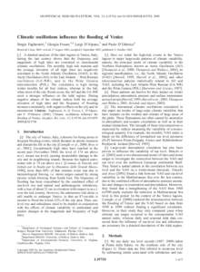 GEOPHYSICAL RESEARCH LETTERS, VOL. 32, L19710, doi:[removed]2005GL023758, 2005  Climatic oscillations influence the flooding of Venice Sergio Fagherazzi,1 Giorgia Fosser,1,2 Luigi D’Alpaos,3 and Paolo D’Odorico4 Recei