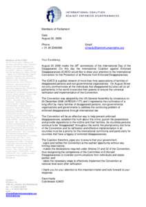 ICAED letter to parliaments