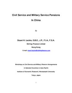 Civil Service and Military Service Pensions In China By  Stuart H. Leckie, O.B.E., J.P., F.I.A., F.S.A.
