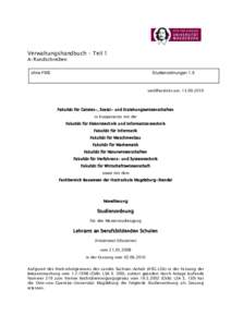 Verwaltungshandbuch – Teil 1 A-Rundschreiben ohne FME Studienordnungen 1.5