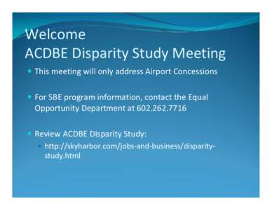 City of Phoenix Airport Concessions Disparity Study for Sky Harbor International Airport