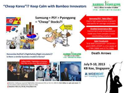 “Cheap Korea”!? Keep Calm with Bamboo Innovators Samsung + PSY > Pyongyang = “Cheap” Stocks?! Bamboo nnovator R.E.S.-ilience in Value Creation