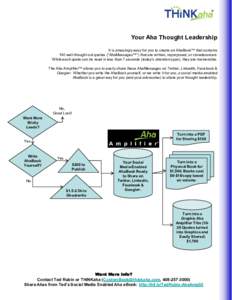 Your Aha Thought Leadership It is amazingly easy for you to create an AhaBook™ that contains 140 well-thought-out quotes (“AhaMessages™”) that are written, repurposed, or crowdsourced. While each quote can be rea