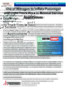 RAC 001  TIRE INFORMATION SERVICE BULLETIN - Issued November 29, 2006 Page 1 of 1 Original
