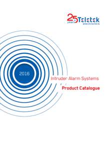 2016  Intruder Alarm Systems Product Catalogue  Table of