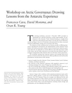 Workshop on Arctic Governance: Drawing Lessons from the Antarctic Experience