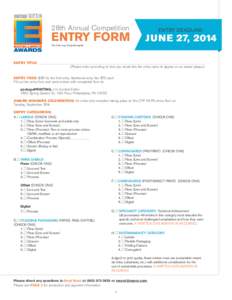 28th Annual Competition  Entry Form ENTRY DEADLINE: