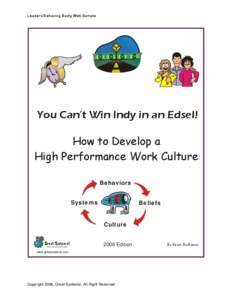 Leaders Behaving Badly Web Sample  You Can’t Win Indy in an Edsel! How to Develop a High Performance Work Culture Behaviors