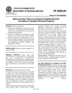 PS),  Sales and Use Taxes on Computer-Related Services and Sales of Tangible Personal Property