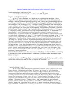 Southern Campaign American Revolution Pension Statements & Rosters Pension Application of John Green S37960 VA Transcribed and annotated by C. Leon Harris. Revised 26 May[removed]Virginia. Rockbridge County towit On this 1