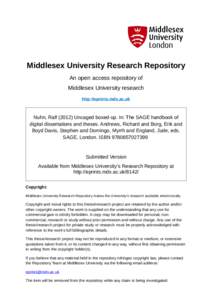 Middlesex University Research Repository An open access repository of Middlesex University research http://eprints.mdx.ac.uk  Nuhn, Ralf[removed]Uncaged boxed-up. In: The SAGE handbook of