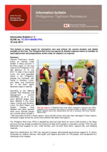 Information bulletin Philippines: Typhoon Rammasun Information Bulletin n° 3 GLIDE no. TC[removed]PHL 18 July 2014