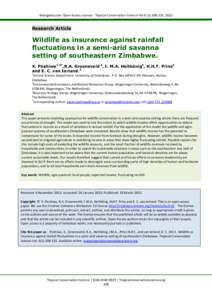 Mongabay.com Open Access Journal - Tropical Conservation Science Vol.6 (1):, 2013  Research Article Wildlife as insurance against rainfall fluctuations in a semi-arid savanna