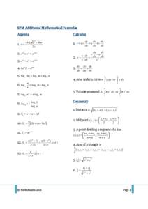 SPM Additional Mathematical Formulae Algebra 1. x =